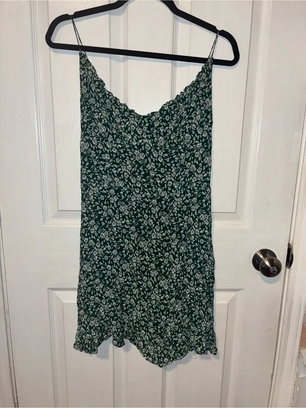 Reformation Esther Green Floral Mini Dress Sz 12 - Image 3