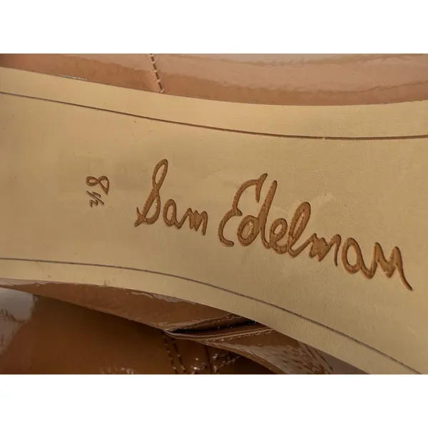 Sam Edelman Women's Corinne Square Toe Dress Booties Desert Camel Patent Sz 8.5M - Image 3