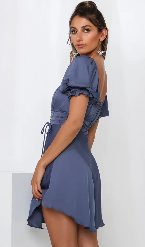 Blue Mini Silk Dress Size XS - Image 3
