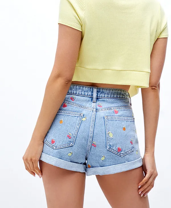 PacSun Eco Fruit Embroidered Mom Shorts - Image 2