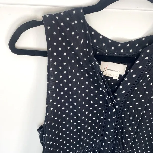 Anthropologie Nia Polka Dot Sleeveless Tunic Top Womens M Babydoll Blouse Preppy - Image 6