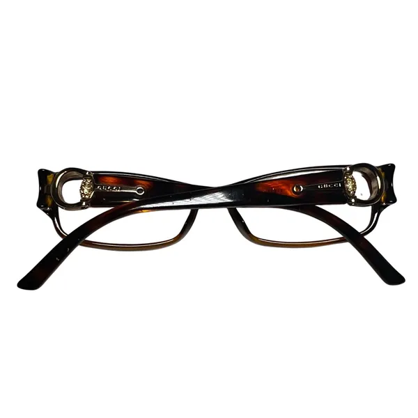 Gucci Eyeglasses Womens GG 3553 Dark Tortoise Gold Horsebit Crystal Frames Only - Image 10