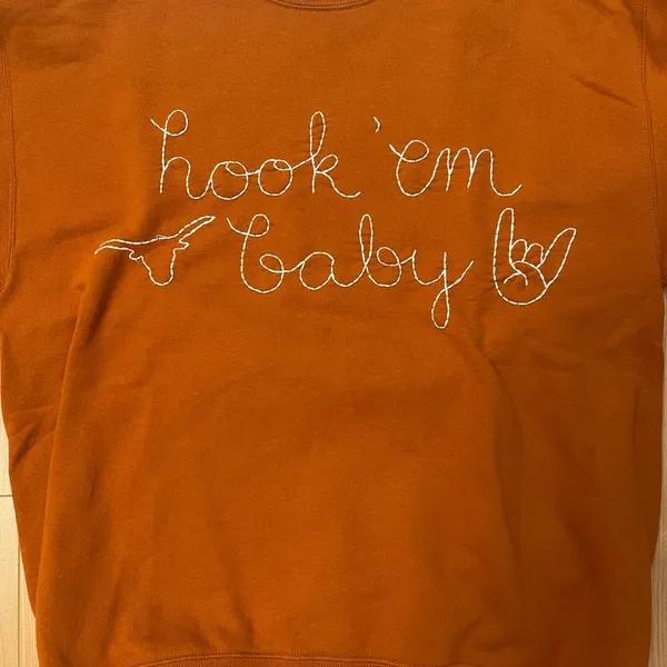 Texas Longhorns Hook ‘em Sweatshirt Orange Size M - Image 5