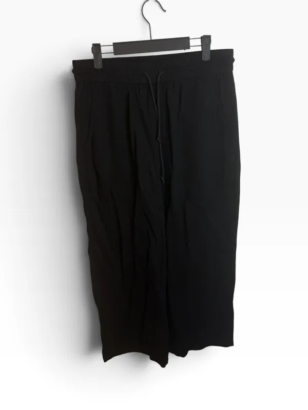Halara Black High Waisted Drawstring Pocket Wide Leg Baggy Casual Linen-Feel Pan - Image 3