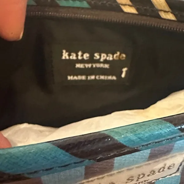 Kate Spade Blue and Green Polka Dot & Brown Striped Cosmetic Bags Set of Two - Image 8
