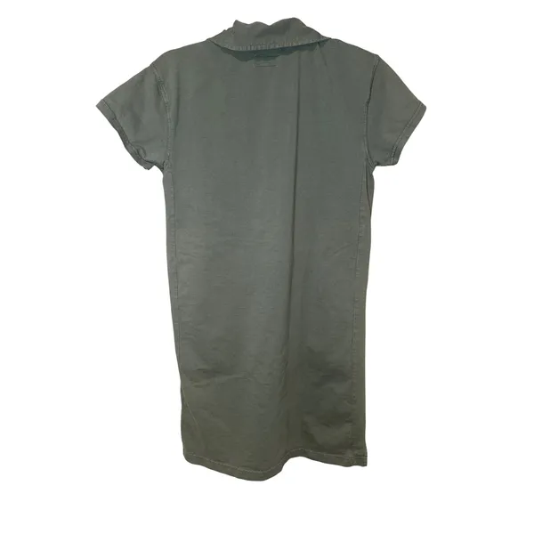 Pact Organic Cotton Polo Collared Shirt Dress Olive Green Pockets Size Small - Image 3