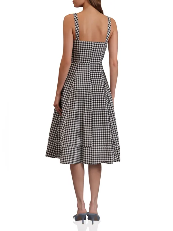 NWT Avec Les Filles Gingham Check Fit and Flare Sweetheart Dress - Image 2