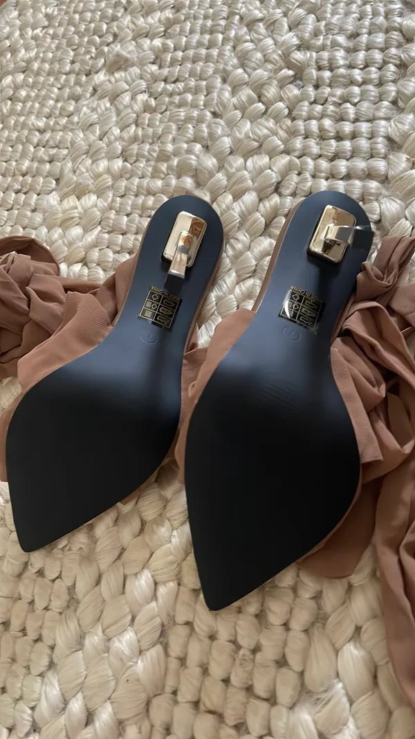 Pretty Little Thing Brown Wrap Ankle Strap Heels - Image 2