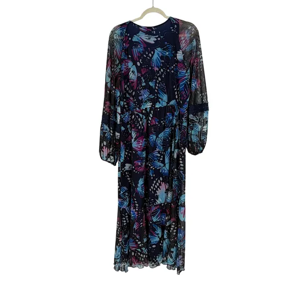 Antthony Original Butterfly Mesh Maxi Dress XL Bishop Sleeve Lace Boho Fairy - Image 2