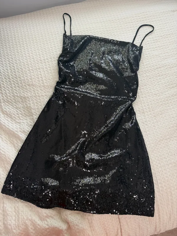 ThatsSoFetch Black Sequin Open Back Mini Dress - Image 3