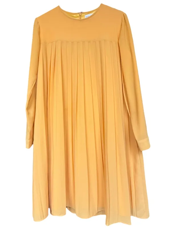 Rachel Parcell Yellow‎ Gold Pleated Long Sleeve Dress Sz M - Image 2