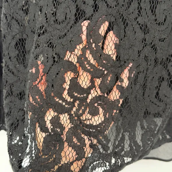 Michael Kors Black Lace‎ Sheer Blouse Lined Long Sleeve Romantic Goth Layered - Image 4