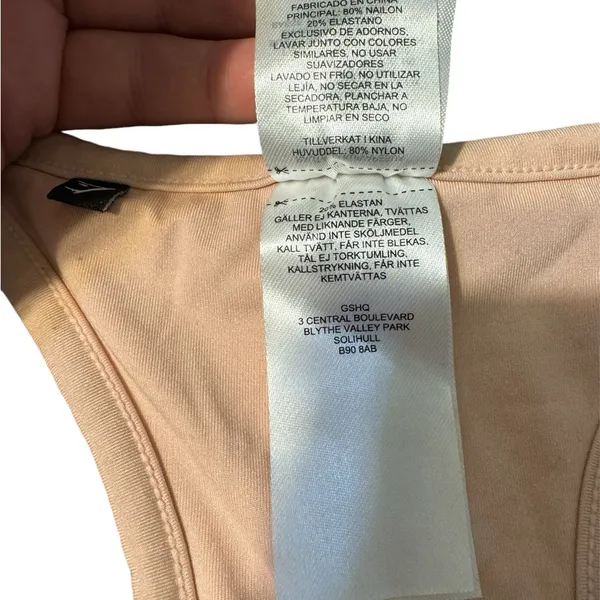 Gymshark Small Light‎ Pink Sport Bra Front Zip Pocket Detail CP - Image 4