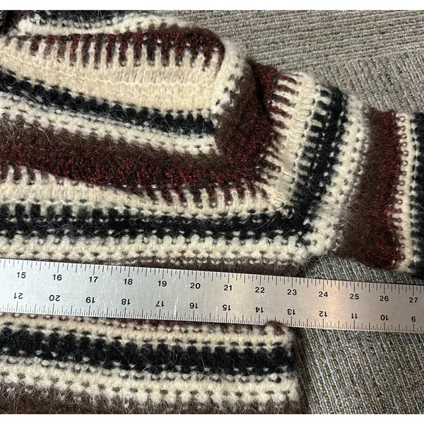 ZARA Sweater Chunky Navajo Nordic Southwestern Crop Hood Alpaca Wool Size Small - Image 5