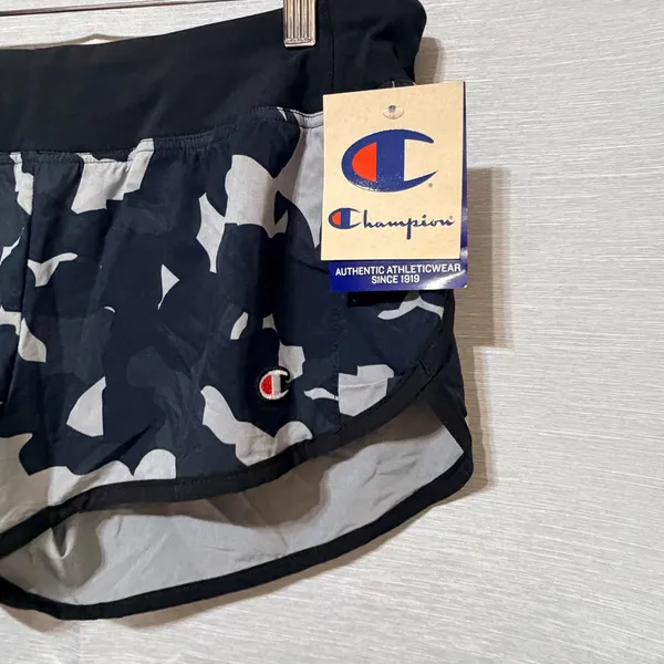 Champion Womens Camo Running Shorts Black Grey Athletic Gym Medium NEW - Image 4