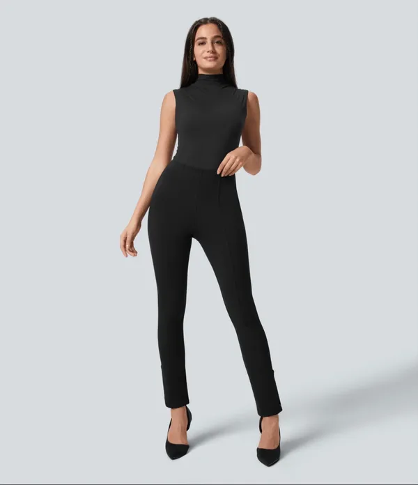 Halara Flex High Waisted Tummy Control Work Pants Black 7/8 Adjustable Hem Small NWT - Image 8