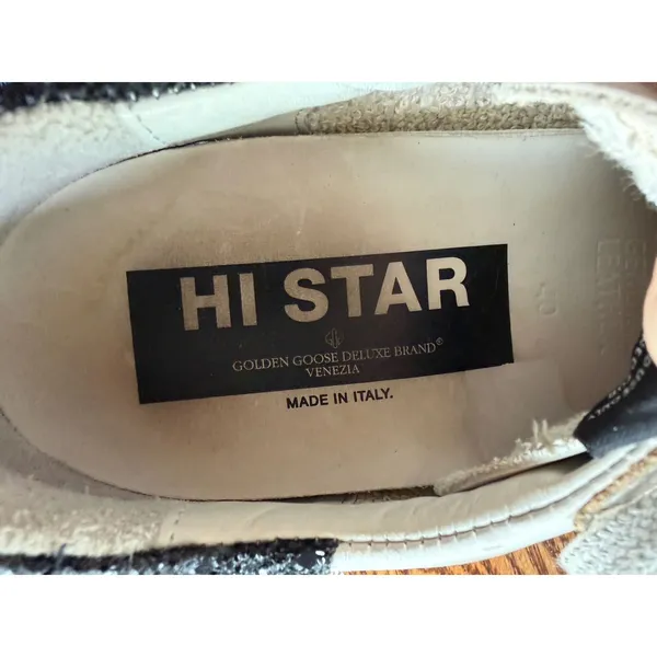 Golden Goose‎ Hi Star White Leather Camo Star Glitter Platform Sneakers 40 - Image 5