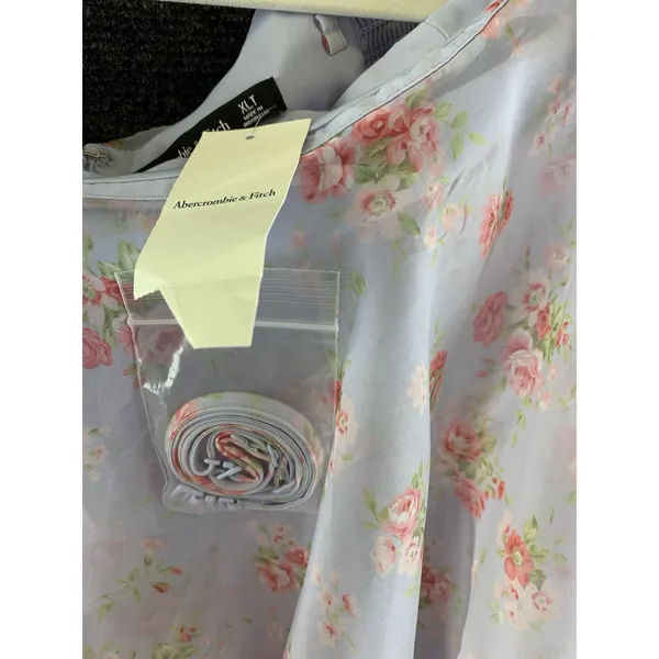 Abercrombie & Fitch Floral Tiered Mini Dress Strapless Pastel Summer XL Tall New - Image 8