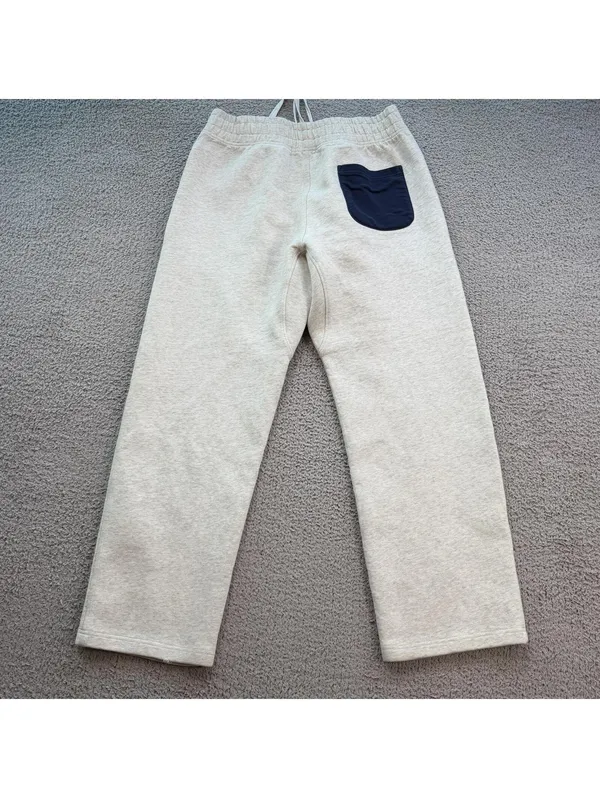 Drama Studded Logo Wide Leg Sweatpants Oatmeal Gray Size Large Oversized Baggy - Image 2