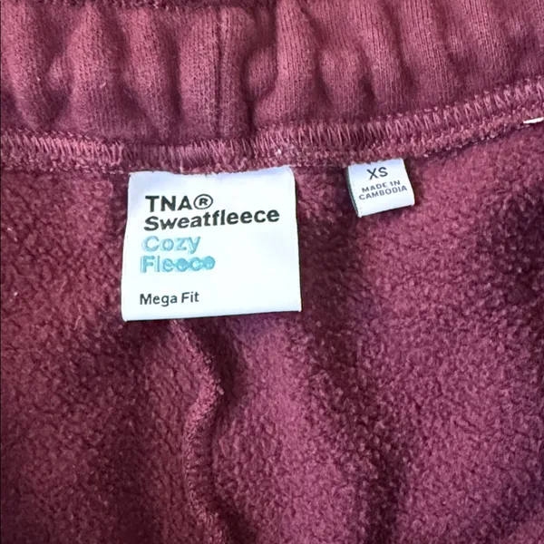 Aritzia Tna Sweatfleece Cozy Fleece Sweatpants in Maroon Size XS - Image 2