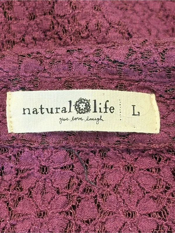 NATURAL LIFE Plum Lace Knit Button-Down Shirt size Large - Image 5