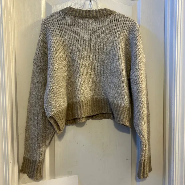 GARAGE Women's Size Large Knit Sweater Pullover Crew‎ Neck Taupe Marled - Image 2