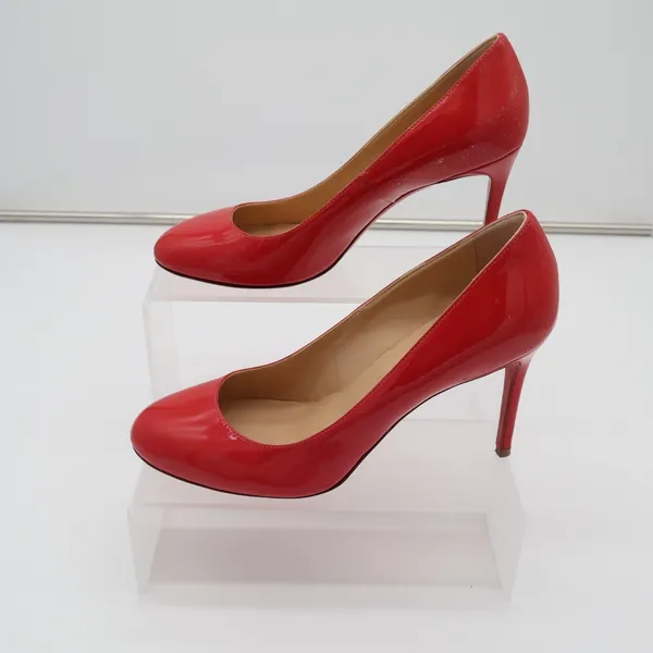Christian Louboutin Punch Dolly Pump Womens 7.5 Red Patent Leather Stiletto Heel - Image 3