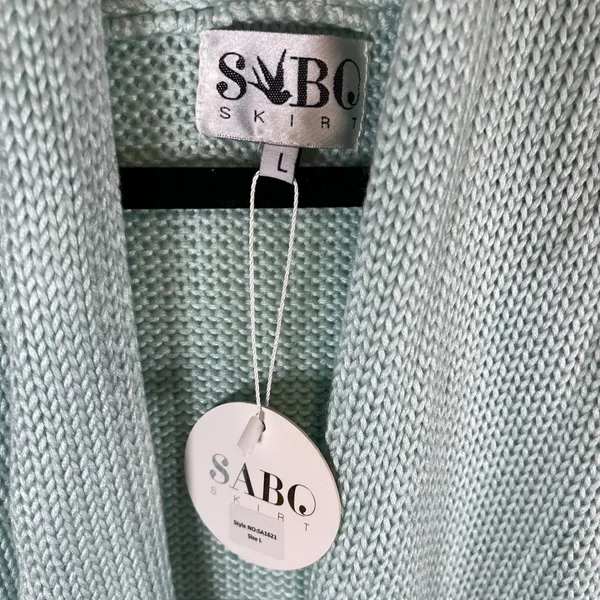 Sabo Women Mint‎ Green Chunky Knit Open Front Cardigan Sweater SA1621 Large - Image 4