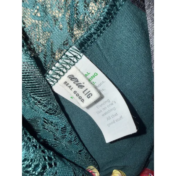 Aerie Women Emerald Floral Lace L‎ Corset Crop Top Whimsigoth Dark Romance - Image 6