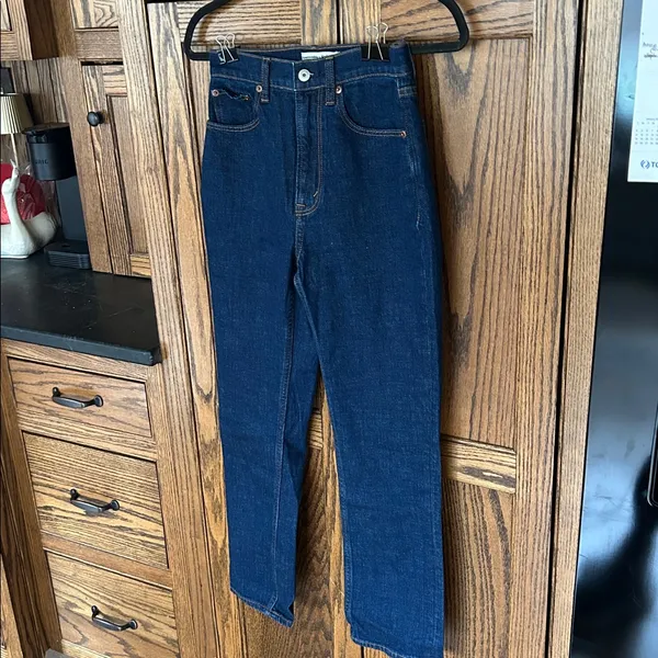 Abercrombie The Ankle Straight Ultra High Rise‎ Curve Love Jeans Dark Wash 00 24 - Image 3