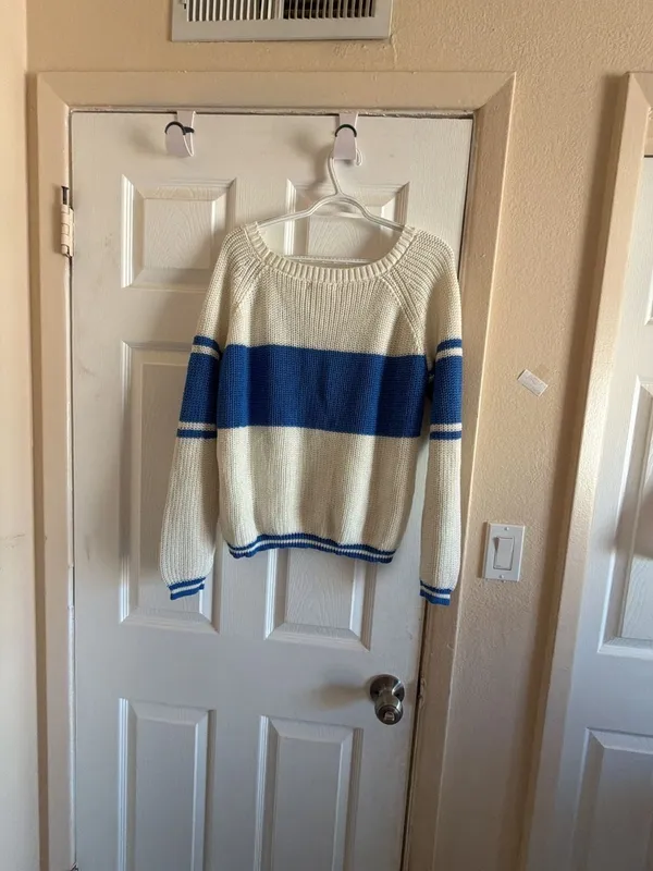Aeropostale Italia Graphic Knit Sweater White Blue - Image 7