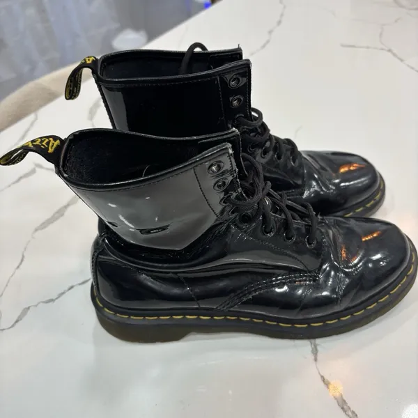 Dr. Martens Boots Womens Size 10 Black Lace Up Glossy - Image 2