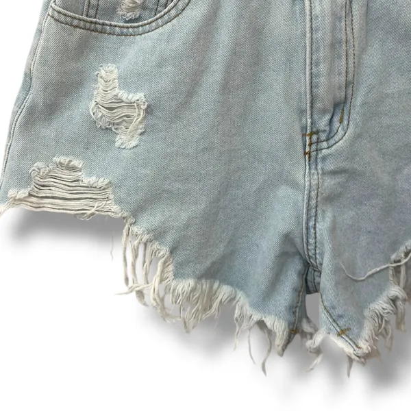 SHEIN | EUC Light Blue High-Waist Distressed Denim Shorts (size S) - Image 5