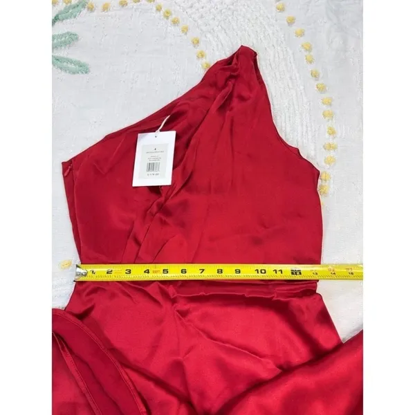 Rachel Parcell Red Silky Charmeuse One Shoulder Slit‎ Midi Dress 4 - Image 8