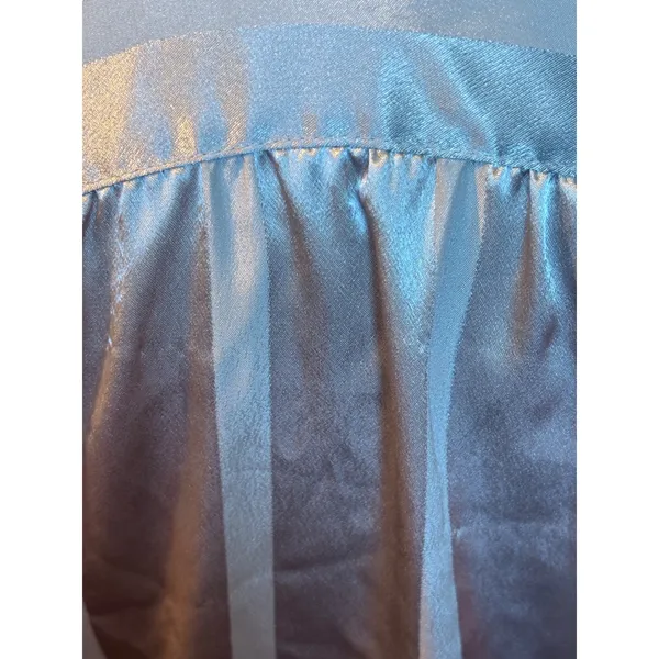 Vintage All Hours Silver Satin Striped‎ Button Down Blouse Long Sleeve Medium - Image 6