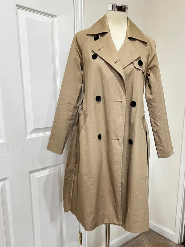 Everlane The Cotton Modern Trench Coat Size XXS Khaki Tan Cornstalk Lined - Image 11