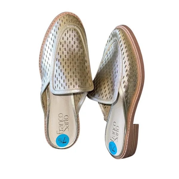NEW Franco Sarto Aimee Gold Loafer Mule Slip On Eyelet Detail Comfort 7.5 - Image 4