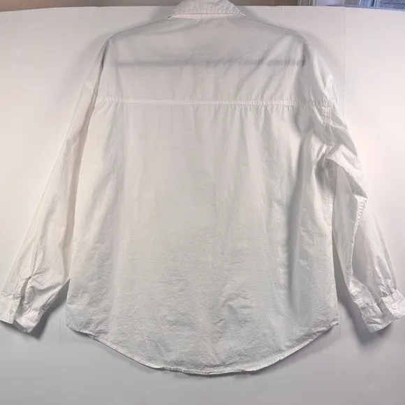 Aeropostale Womens White Button Down Shirt Oversized Pocket Long Sleeve M‎ - Image 3