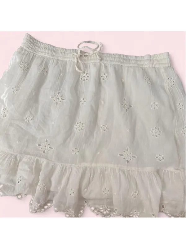 Aerie white cotton blend mini skirt with adjustable waistband - Size M - Image 2