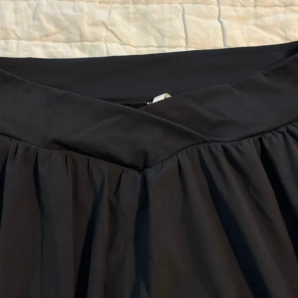 Halara Size L Midi Skirt A Line Black Pockets Crossover Waist Built in Briefs - Image 5
