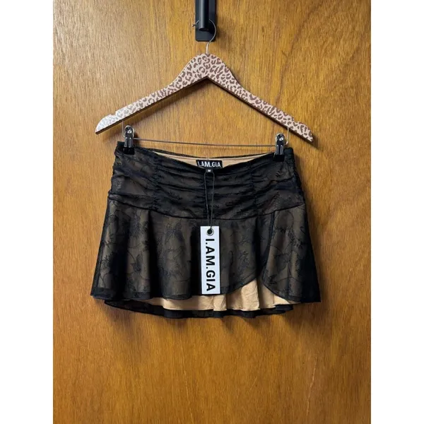 I.AM.GIA Yvette Butterfly Lace Micro Mini Skirt Black Medium NEW Y2K Festival - Image 11