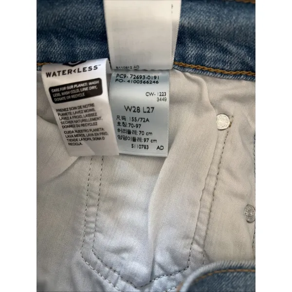 Levis Ribcage Straight Ankle Womens 28 Light Blue Distressed Jeans Retro - Image 7