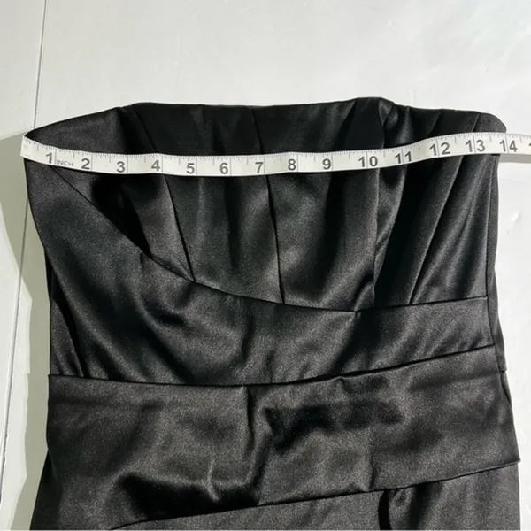 White House Black Market Black Satin Strapless Pleated Mini Dress Size 2 - Image 6