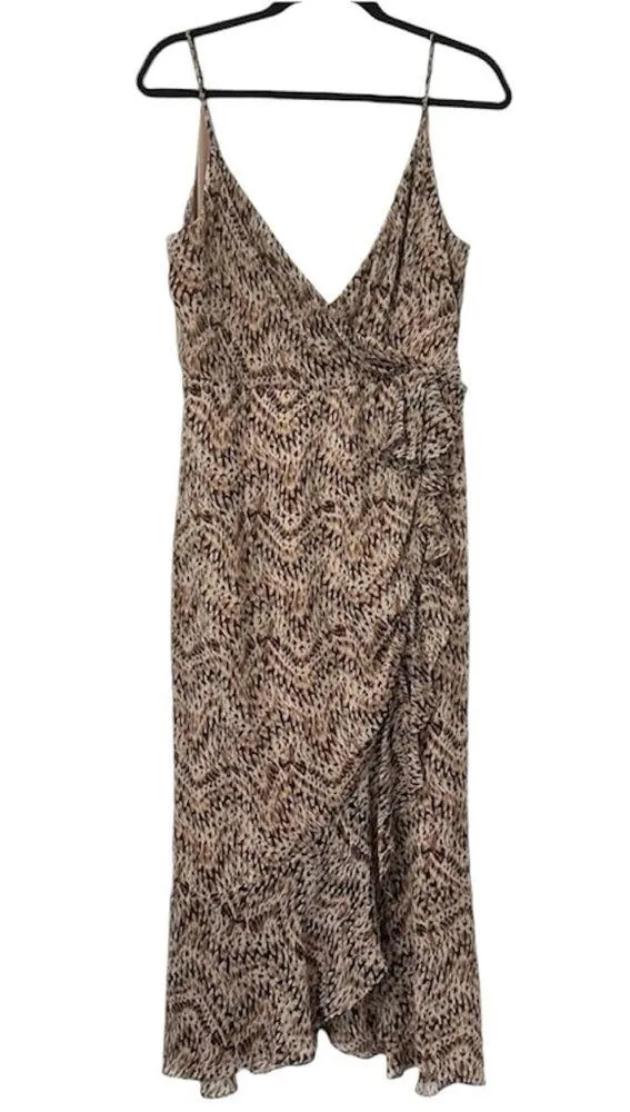 Bardot Ellie Faux Wrap Chiffon Dress Animal Python Print - Image 4