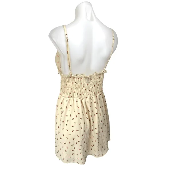 Princess Polly Cream Floral Sleeveless Cami Camisole Smocked Mini A-line Dress 4 - Image 2