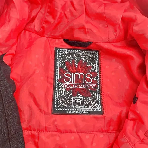 SIMS Snowboarding Jacket Charcoal Black Hooded Womens MEDIUM - Image 3
