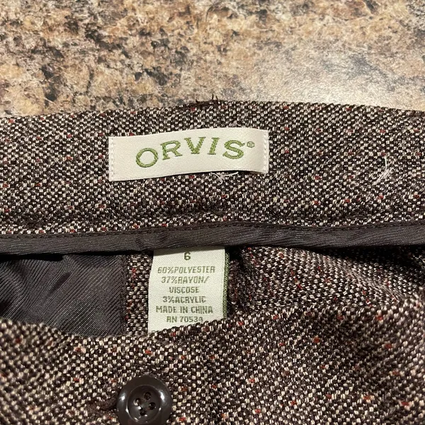Orvis Dress Pants Straight Flat Front‎ Minimalist Preppy Professional Brown 6 - Image 2