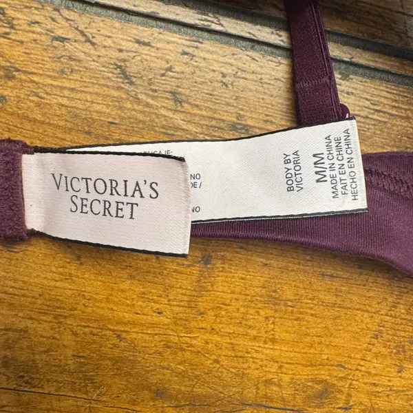 Victoria's‎ Secret Burgundy Lace Mesh Halter Bralette Bra Top M - Image 2
