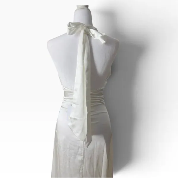 Lulus Women White Satin Strapless Maxi Dress XS - Image 5
