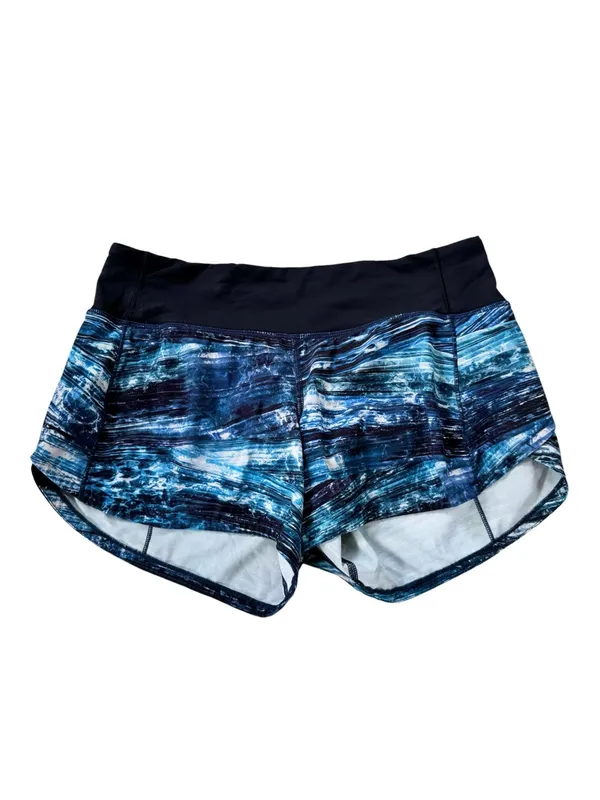 Lululemon Speed Up Short Long 4" Shorelines Multi Blue Black Size 4 - Image 4